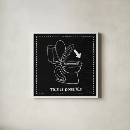 Home Improvement VI Black by Myles Sullivan. Shown in a crisp white glass frame for a clean and minimalist style. Available as an archival giclee rolled canvas, fine art paper, or poster print. SKU 58127a.