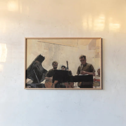 Jammin by Myles Sullivan. shown as a paper print in a natural frame. Available as a archival giclee rolled canvas, fine art paper, or poster print. SKU 52602i.