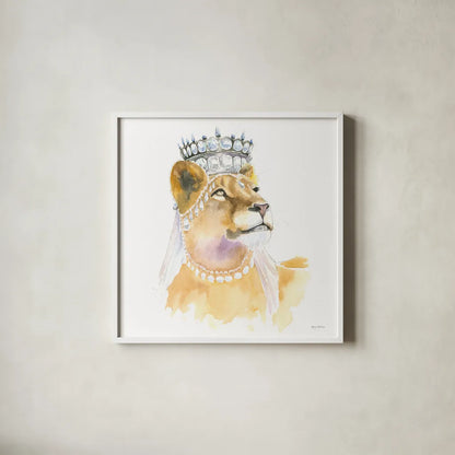 Jungle Royalty II Crop by Myles Sullivan. Shown in a crisp white glass frame for a clean and minimalist style. Available as an archival giclee rolled canvas, fine art paper, or poster print. SKU 29087a.
