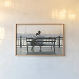 Parisian Afternoon by Myles Sullivan. shown as a paper print in a natural frame. Available as a archival giclee rolled canvas, fine art paper, or poster print. SKU 30215i.