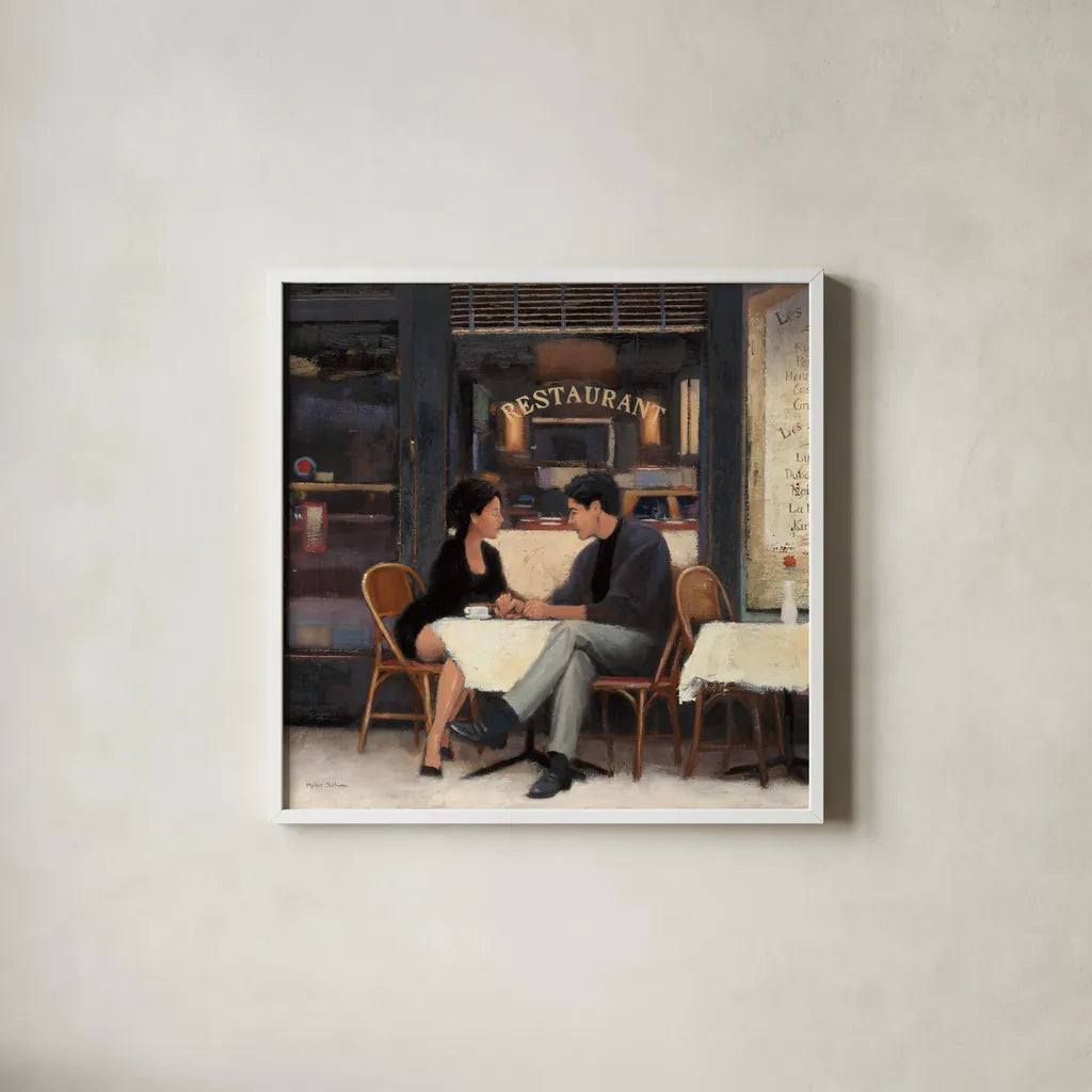 Rendezvous Crop by Myles Sullivan. Shown in a crisp white glass frame for a clean and minimalist style. Available as an archival giclee rolled canvas, fine art paper, or poster print. SKU 10210a.