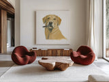 The Boys I by Myles Sullivan. Shown as extra-large giant wall art in a modern living room. Available as an archival giclee rolled canvas, fine art paper, or poster print. SKU 29305a.