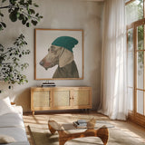 The Boys VI by Myles Sullivan. Shown in a natural wood frame in a cozy modern living room. Available as an archival giclee rolled canvas, fine art paper, or poster print. SKU 30554a.