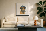 The Boys VII by Myles Sullivan. Displayed in a glass frame with matte in a clean modern living room. Available as an archival giclee rolled canvas, fine art paper, or poster print. SKU 30555a.