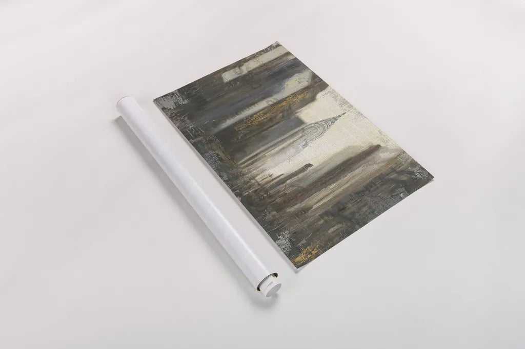 Urban Movement I NY Neutral by Myles Sullivan. shown as a rolled paper print. Available as archival giclee rolled canvas, fine art paper, or poster print. SKU 16052i.