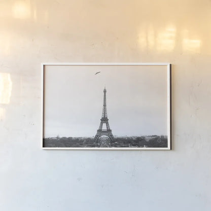 A Birds View of Paris Crop I by Nathan Larson. shown as a paper print in a white frame. Available as a archival giclee rolled canvas, fine art paper, or poster print. SKU 71188i.