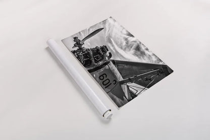 Aero Maquina Big Yellow BW by Nathan Larson. shown as a rolled paper print. Available as archival giclee rolled canvas, fine art paper, or poster print. SKU 73110i.