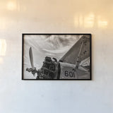 Aero Maquina Big Yellow Sepia by Nathan Larson. shown as a paper print in a black flame. Available as a archival giclee rolled canvas, fine art paper, or poster print. SKU 73111i.