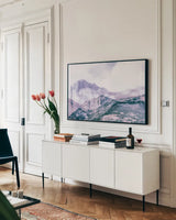 Alberta Dream III by Nathan Larson. shown as a framed stretched canvas in a living room above a console. Available as a archival giclee rolled canvas, fine art paper, or poster print. SKU 89265i.
