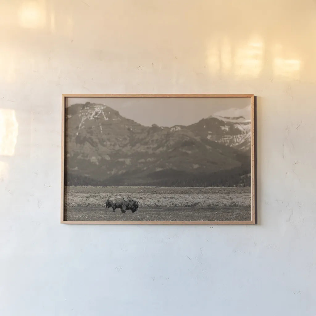 American Icon Sepia by Nathan Larson. shown as a paper print in a natural frame. Available as a archival giclee rolled canvas, fine art paper, or poster print. SKU 92469i.