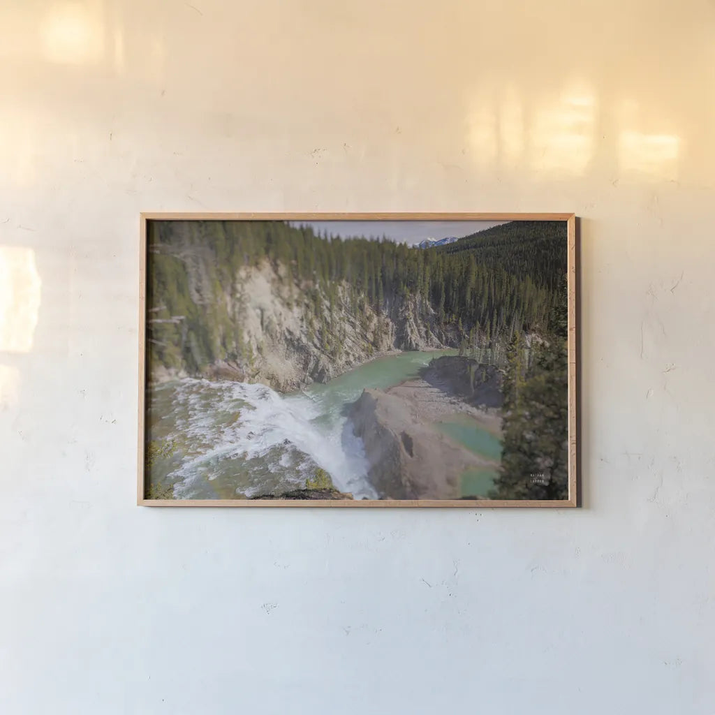 Approaching by Nathan Larson. shown as a paper print in a natural frame. Available as a archival giclee rolled canvas, fine art paper, or poster print. SKU 82408i.