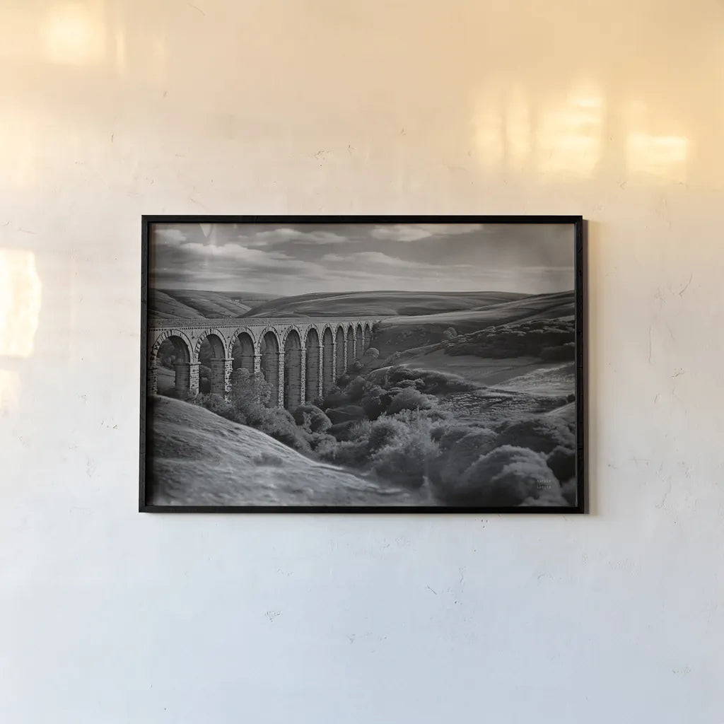Aqueduct IV by Nathan Larson. shown as a paper print in a black flame. Available as a archival giclee rolled canvas, fine art paper, or poster print. SKU 89237i.