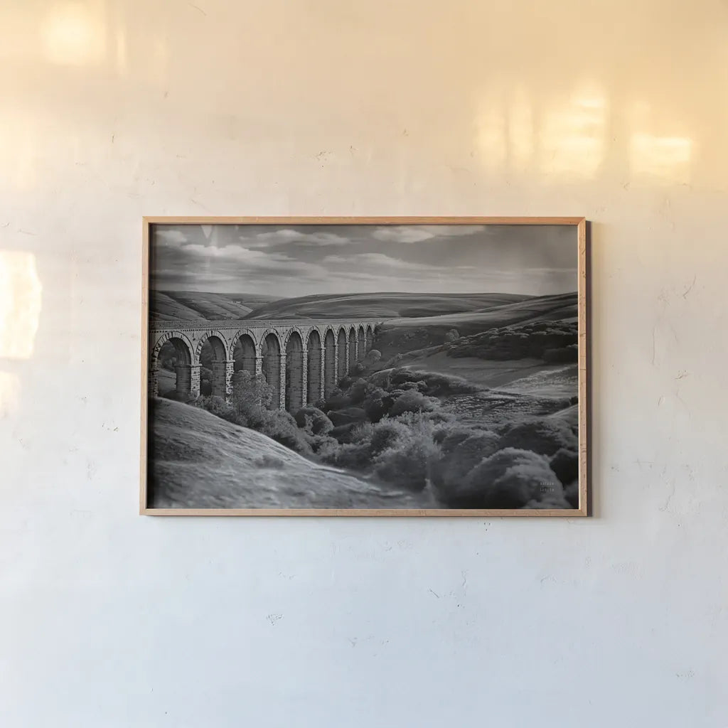 Aqueduct IV by Nathan Larson. shown as a paper print in a natural frame. Available as a archival giclee rolled canvas, fine art paper, or poster print. SKU 89237i.