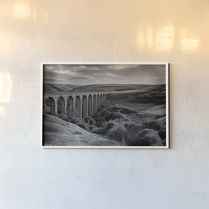 Aqueduct IV by Nathan Larson. shown as a paper print in a white frame. Available as a archival giclee rolled canvas, fine art paper, or poster print. SKU 89237i.