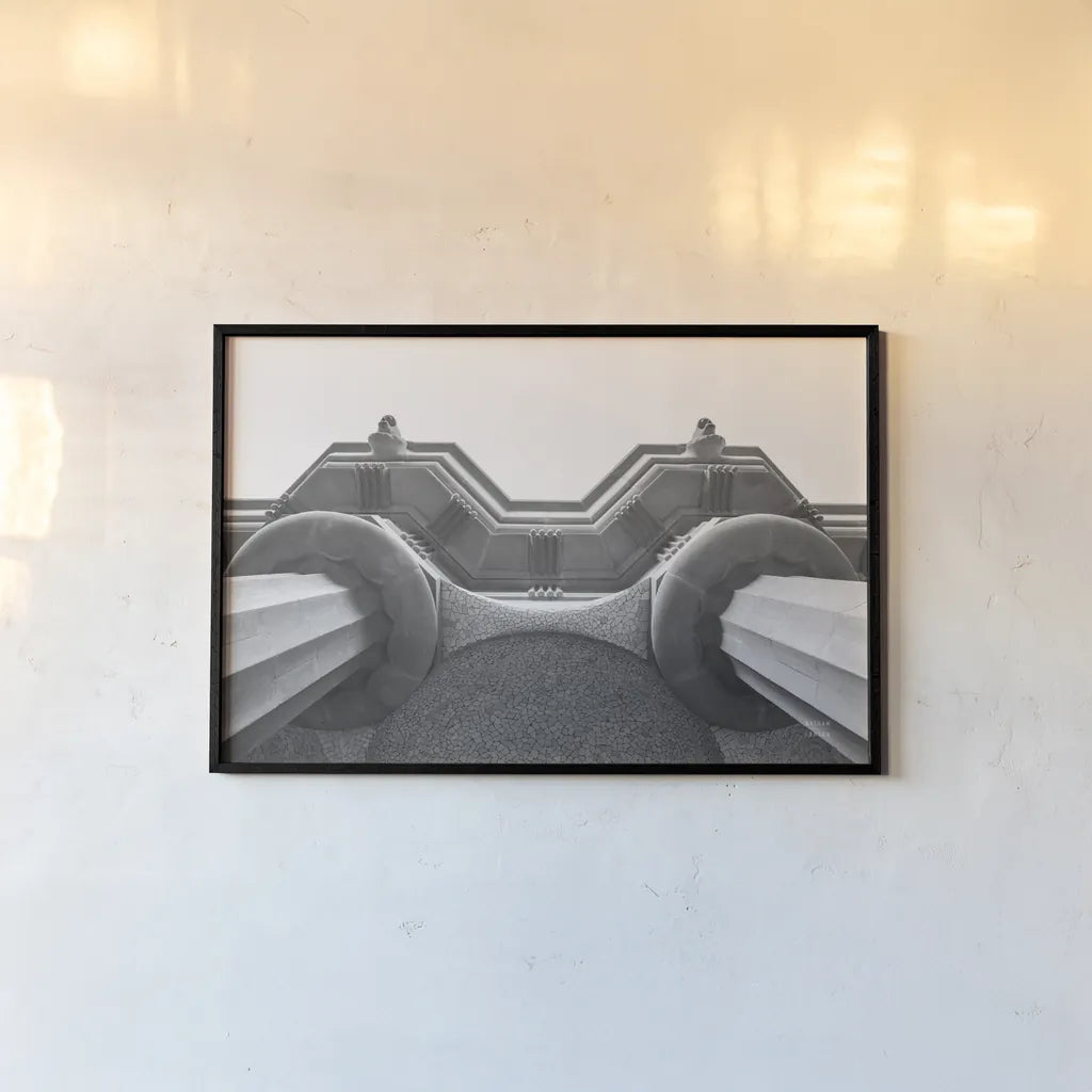 Arch Angles II BW by Nathan Larson. shown as a paper print in a black flame. Available as a archival giclee rolled canvas, fine art paper, or poster print. SKU 87729i.