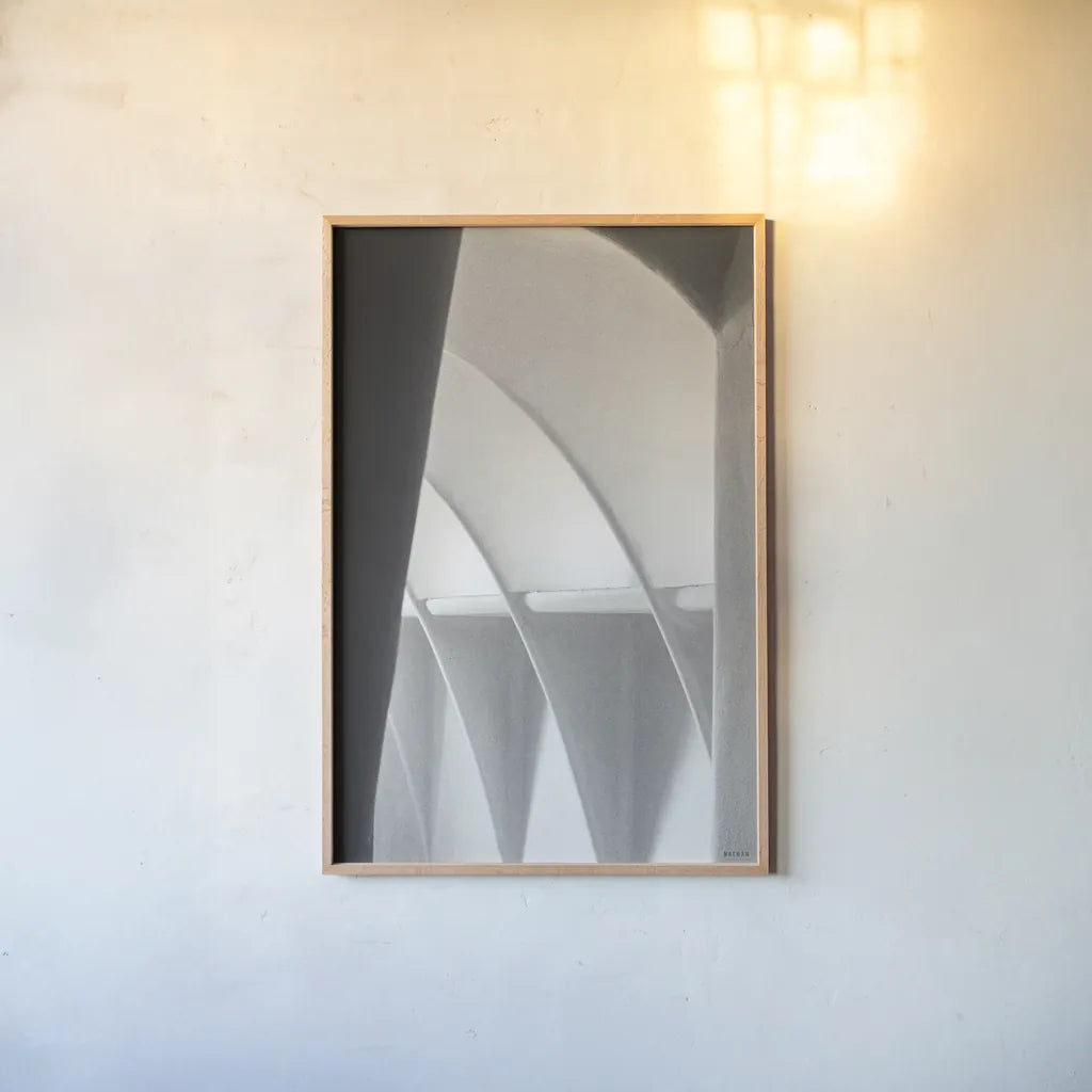 Architecture of Spain I by Nathan Larson. shown as a paper print in a natural frame. Available as a archival giclee rolled canvas, fine art paper, or poster print. SKU 85788h.