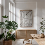 Architecture of Spain II by Nathan Larson. shown as a print in a natural wood frame in a dining room. Available as a archival giclee rolled canvas, fine art paper, or poster print. SKU 85789h.