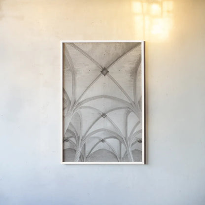 Architecture of Spain II by Nathan Larson. shown as a paper print in a white frame. Available as a archival giclee rolled canvas, fine art paper, or poster print. SKU 85789h.
