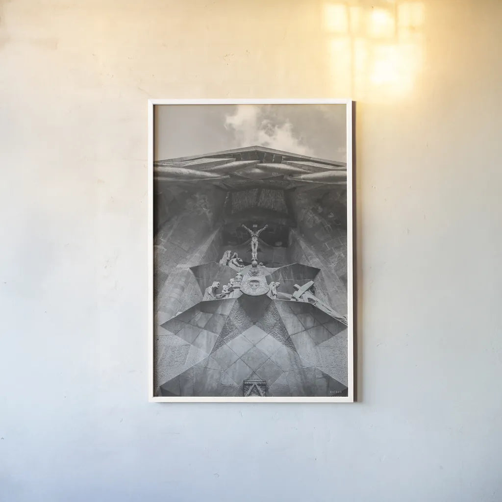 Architecture of Spain III by Nathan Larson. shown as a paper print in a white frame. Available as a archival giclee rolled canvas, fine art paper, or poster print. SKU 85790h.