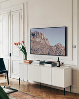 Arizona Dreams by Nathan Larson. shown as a framed stretched canvas in a living room above a console. Available as a archival giclee rolled canvas, fine art paper, or poster print. SKU 90479i.