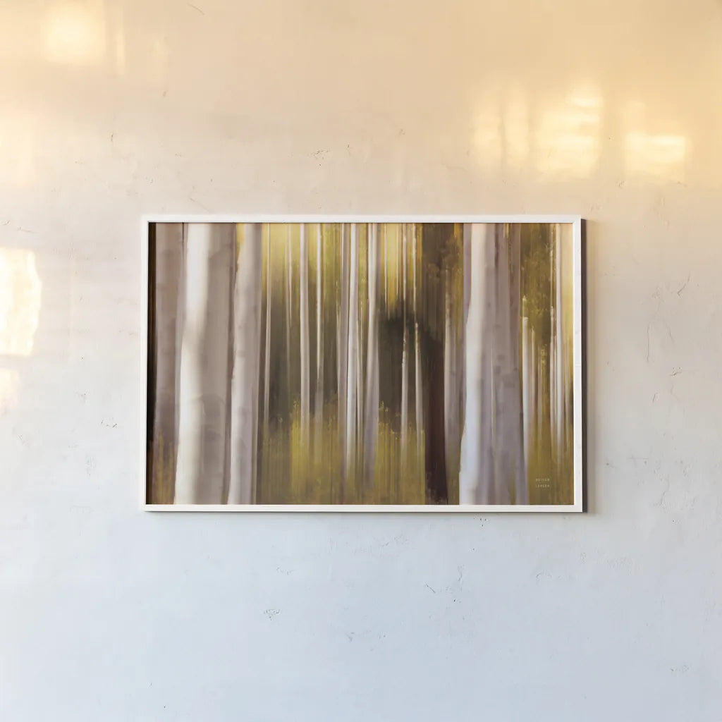 Aspen Dreams by Nathan Larson. shown as a paper print in a white frame. Available as a archival giclee rolled canvas, fine art paper, or poster print. SKU 94834i.