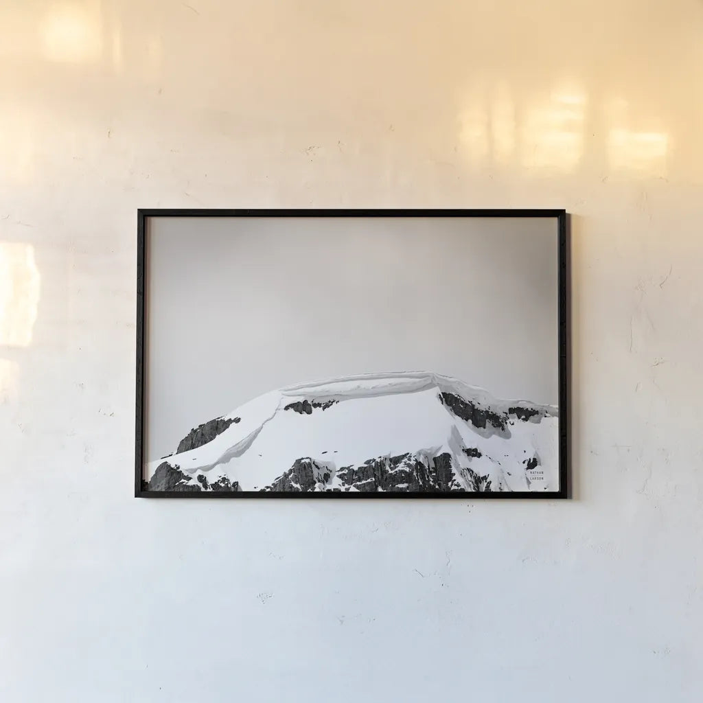 Avalanche View by Nathan Larson. shown as a paper print in a black flame. Available as a archival giclee rolled canvas, fine art paper, or poster print. SKU 81190i.