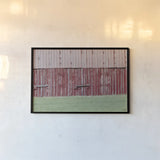 Barn Stripes by Nathan Larson. shown as a paper print in a black flame. Available as a archival giclee rolled canvas, fine art paper, or poster print. SKU 98028i.