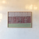 Barn Stripes by Nathan Larson. shown as a paper print in a natural frame. Available as a archival giclee rolled canvas, fine art paper, or poster print. SKU 98028i.