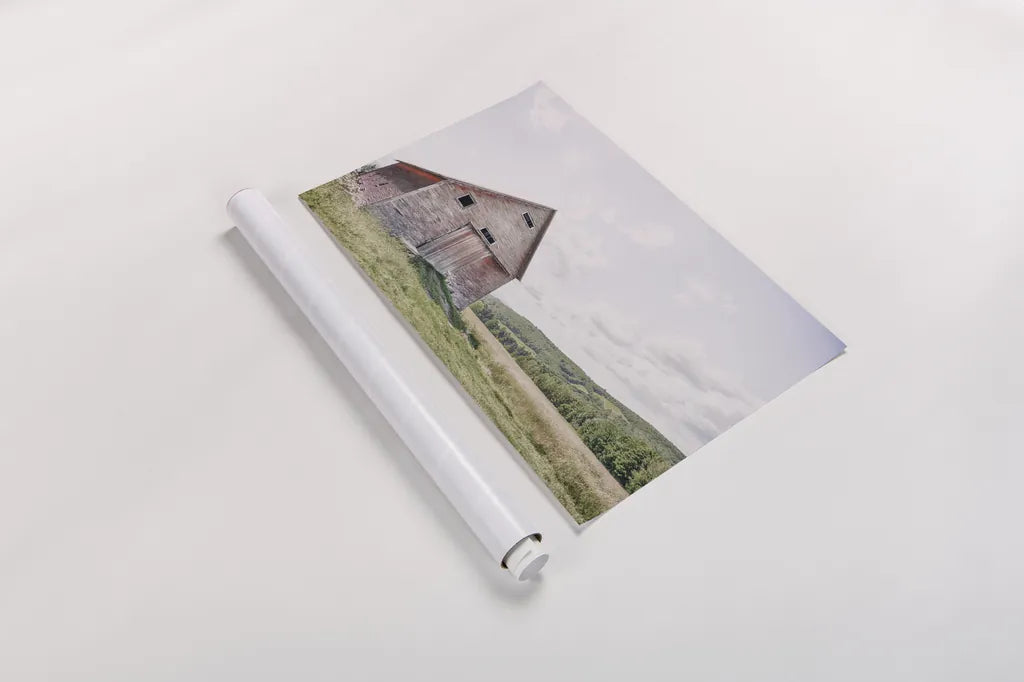 Barn With a View by Nathan Larson. shown as a rolled paper print. Available as archival giclee rolled canvas, fine art paper, or poster print. SKU 80450i.