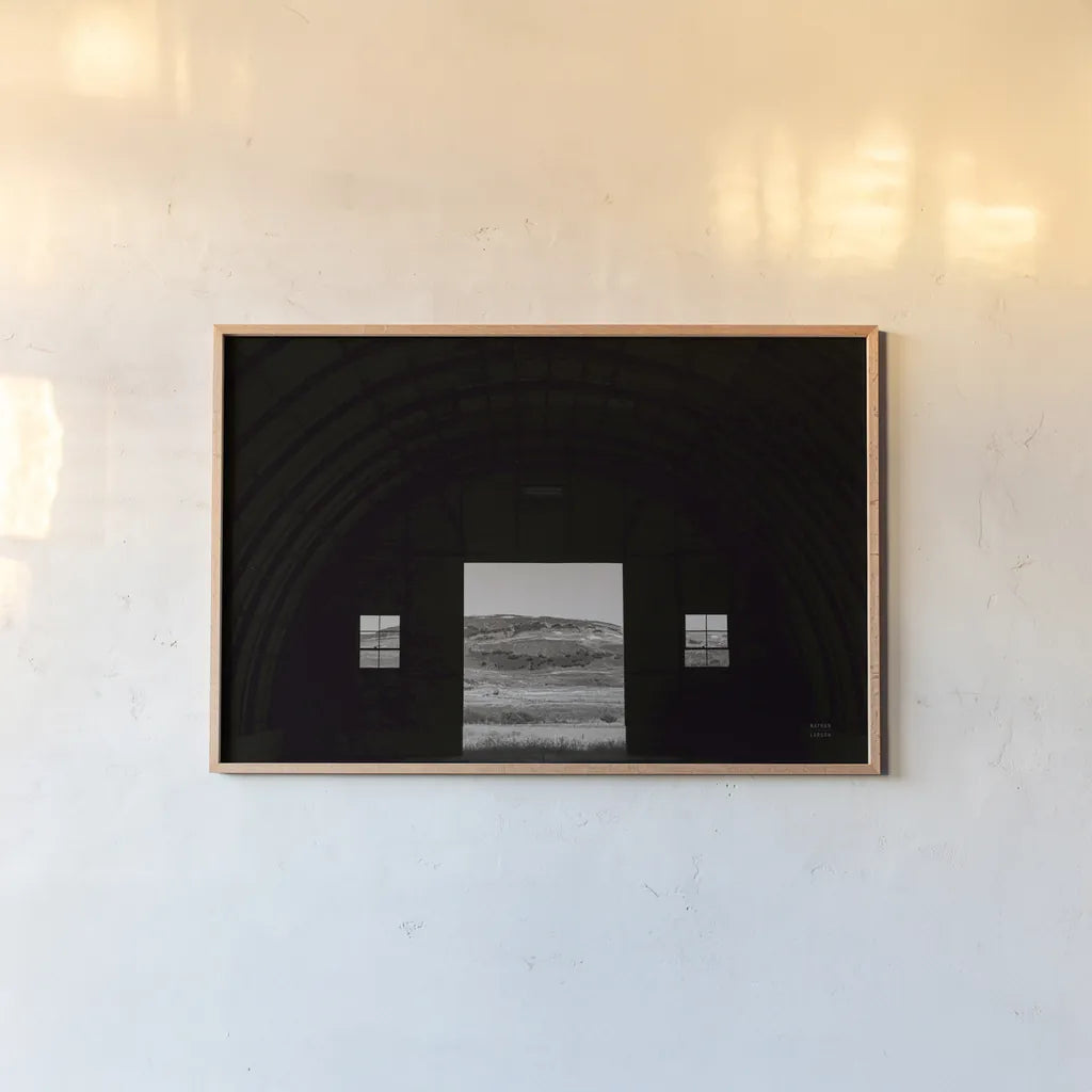 Basque Ranch by Nathan Larson. shown as a paper print in a natural frame. Available as a archival giclee rolled canvas, fine art paper, or poster print. SKU 88238i.