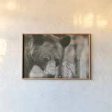 Bear Wetplate by Nathan Larson. shown as a paper print in a natural frame. Available as a archival giclee rolled canvas, fine art paper, or poster print. SKU 100752i.