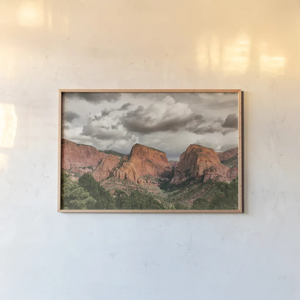 Beauty of Zion No Blur by Nathan Larson. shown as a paper print in a natural frame. Available as a archival giclee rolled canvas, fine art paper, or poster print. SKU 96728i.