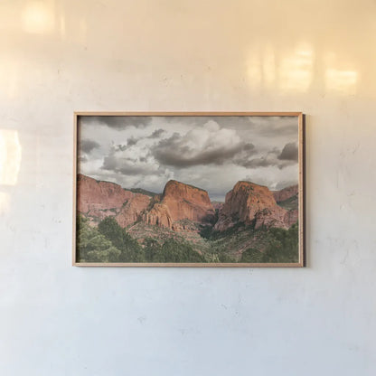Beauty of Zion No Blur by Nathan Larson. shown as a paper print in a natural frame. Available as a archival giclee rolled canvas, fine art paper, or poster print. SKU 96728i.