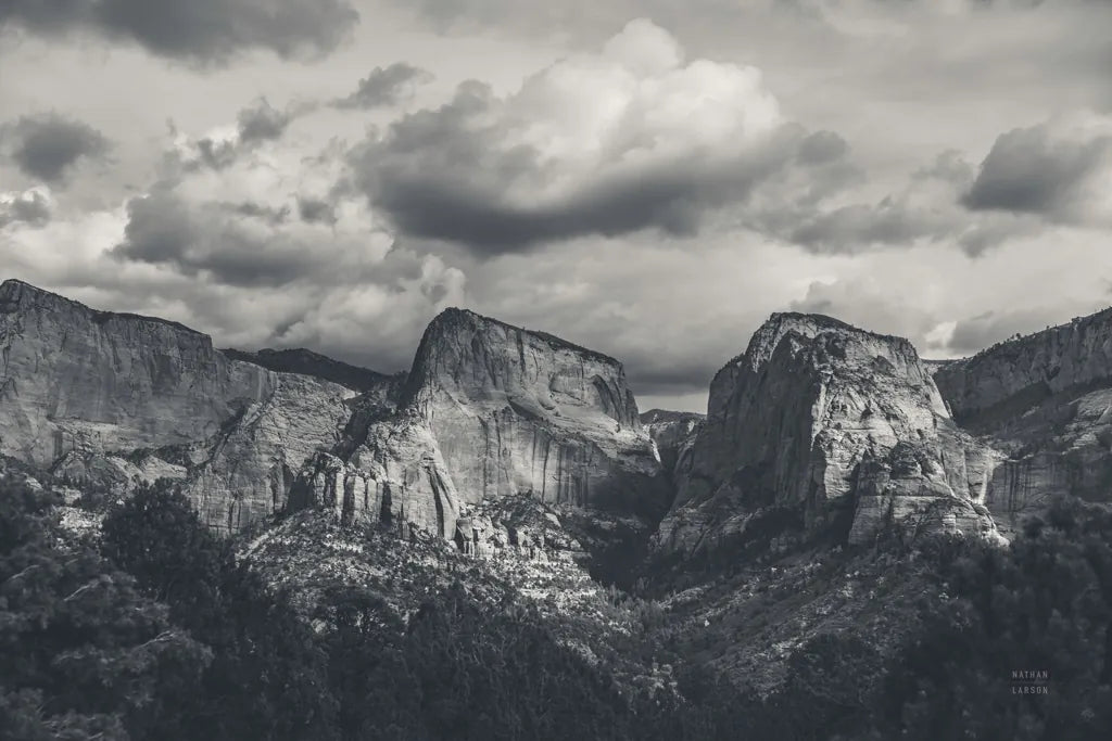 Beauty of Zion No Blur BW by Nathan Larson. SKU 96730i. Archival Giclee Fine art print for wall decor.
