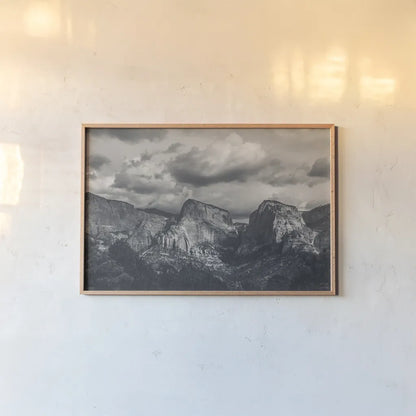 Beauty of Zion No Blur BW by Nathan Larson. shown as a paper print in a natural frame. Available as a archival giclee rolled canvas, fine art paper, or poster print. SKU 96730i.