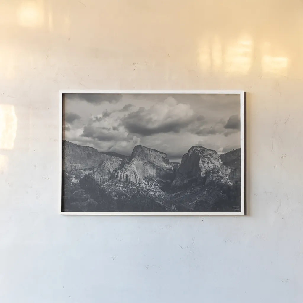 Beauty of Zion No Blur BW by Nathan Larson. shown as a paper print in a white frame. Available as a archival giclee rolled canvas, fine art paper, or poster print. SKU 96730i.