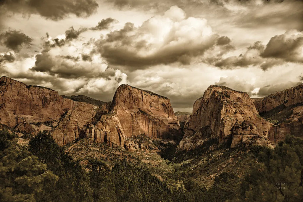 Beauty of Zion No Blur Sepia by Nathan Larson. SKU 96729i. Archival Giclee Fine art print for wall decor.