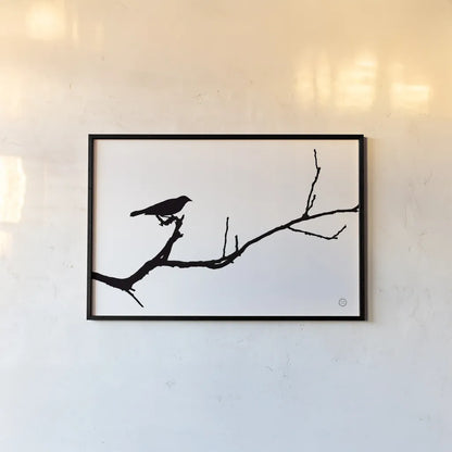 Bird Silhouette by Nathan Larson. shown as a paper print in a black flame. Available as a archival giclee rolled canvas, fine art paper, or poster print. SKU 70278i.