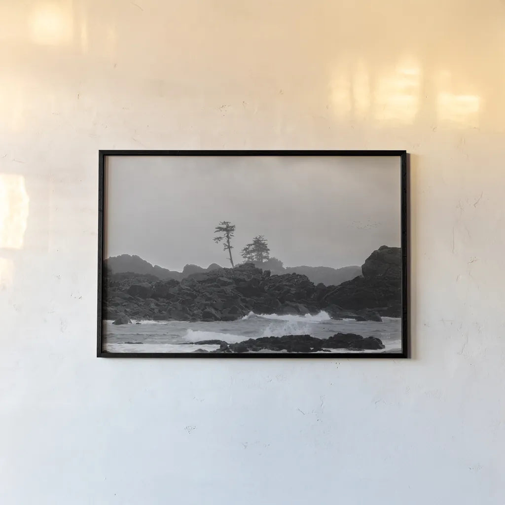Black Rock Coast I by Nathan Larson. shown as a paper print in a black flame. Available as a archival giclee rolled canvas, fine art paper, or poster print. SKU 90182i.