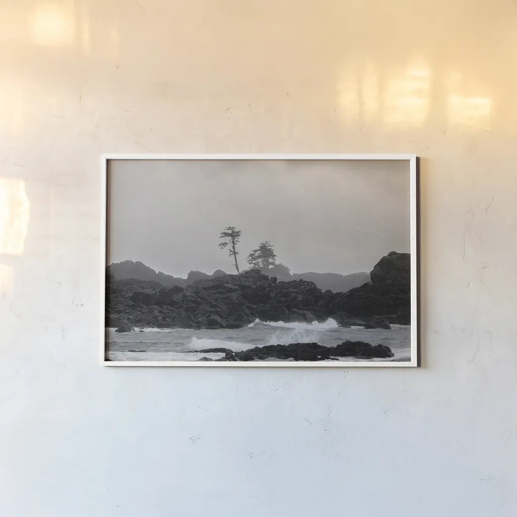 Black Rock Coast I by Nathan Larson. shown as a paper print in a white frame. Available as a archival giclee rolled canvas, fine art paper, or poster print. SKU 90182i.