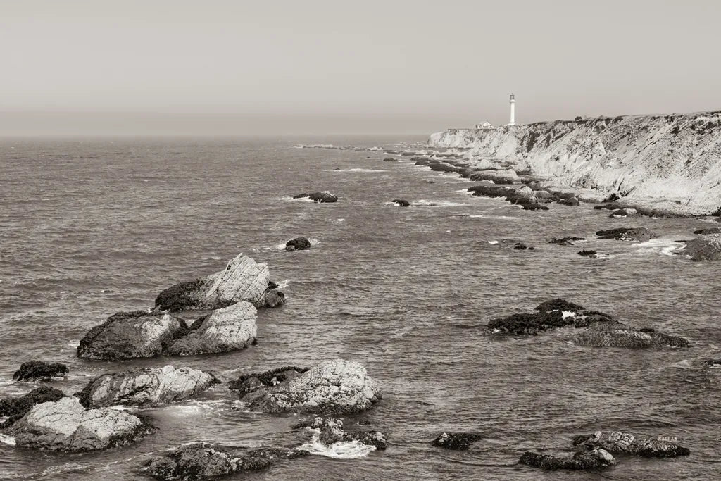 California Lighthouse BW by Nathan Larson. SKU 90179i. Archival Giclee Fine art print for wall decor.