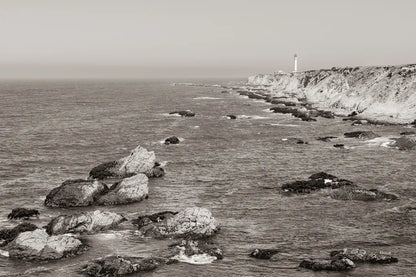 California Lighthouse BW by Nathan Larson. SKU 90179i. Archival Giclee Fine art print for wall decor.