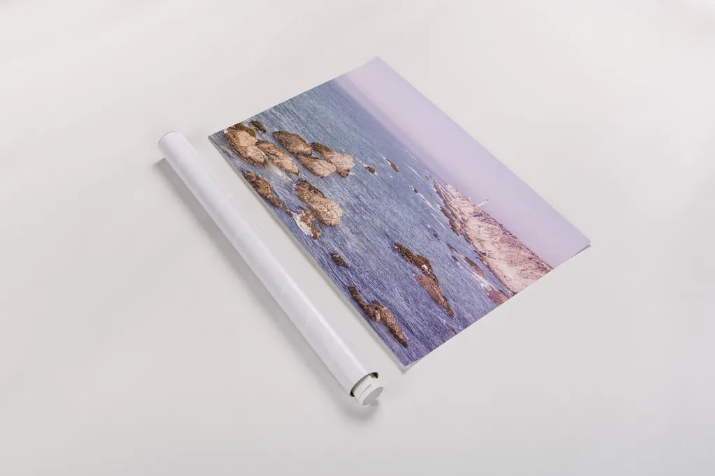 California Lighthouse Bright by Nathan Larson. shown as a rolled paper print. Available as archival giclee rolled canvas, fine art paper, or poster print. SKU 90178i.