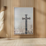 Cathedral View Barcelona by Nathan Larson. shown as over sized large wall art. Available as an archival giclee rolled canvas, fine art paper, or poster print. SKU 85786h.