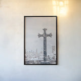 Cathedral View Barcelona by Nathan Larson. shown as a paper print in a black flame. Available as a archival giclee rolled canvas, fine art paper, or poster print. SKU 85786h.
