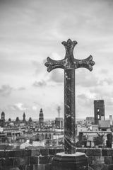 Cathedral View Barcelona BW by Nathan Larson. SKU 85787h. Archival Giclee Fine art print for wall decor.