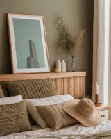 Chicago Skies by Nathan Larson. shown as a paper print in a natural frame. Available as a archival giclee rolled canvas, fine art paper, or poster print. SKU 104874h.