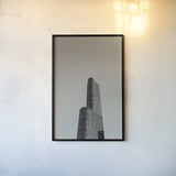 Chicago Skies BW by Nathan Larson. shown as a paper print in a black flame. Available as a archival giclee rolled canvas, fine art paper, or poster print. SKU 104873h.