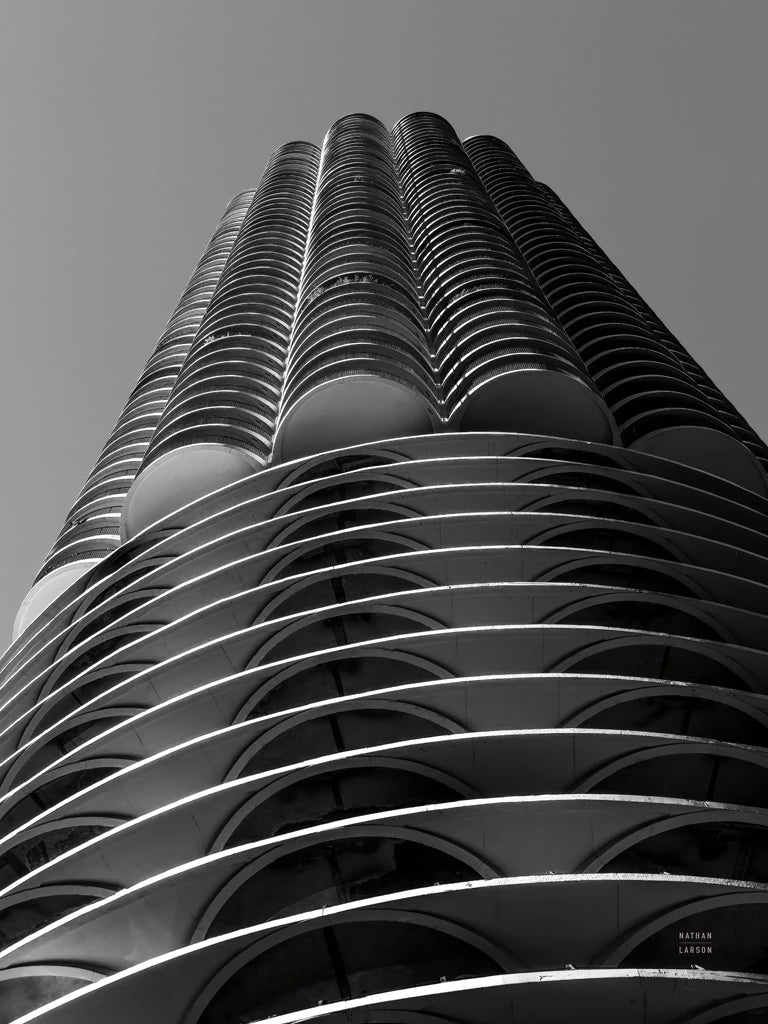 Chicago Skyline Marina City III BW by Nathan Larson