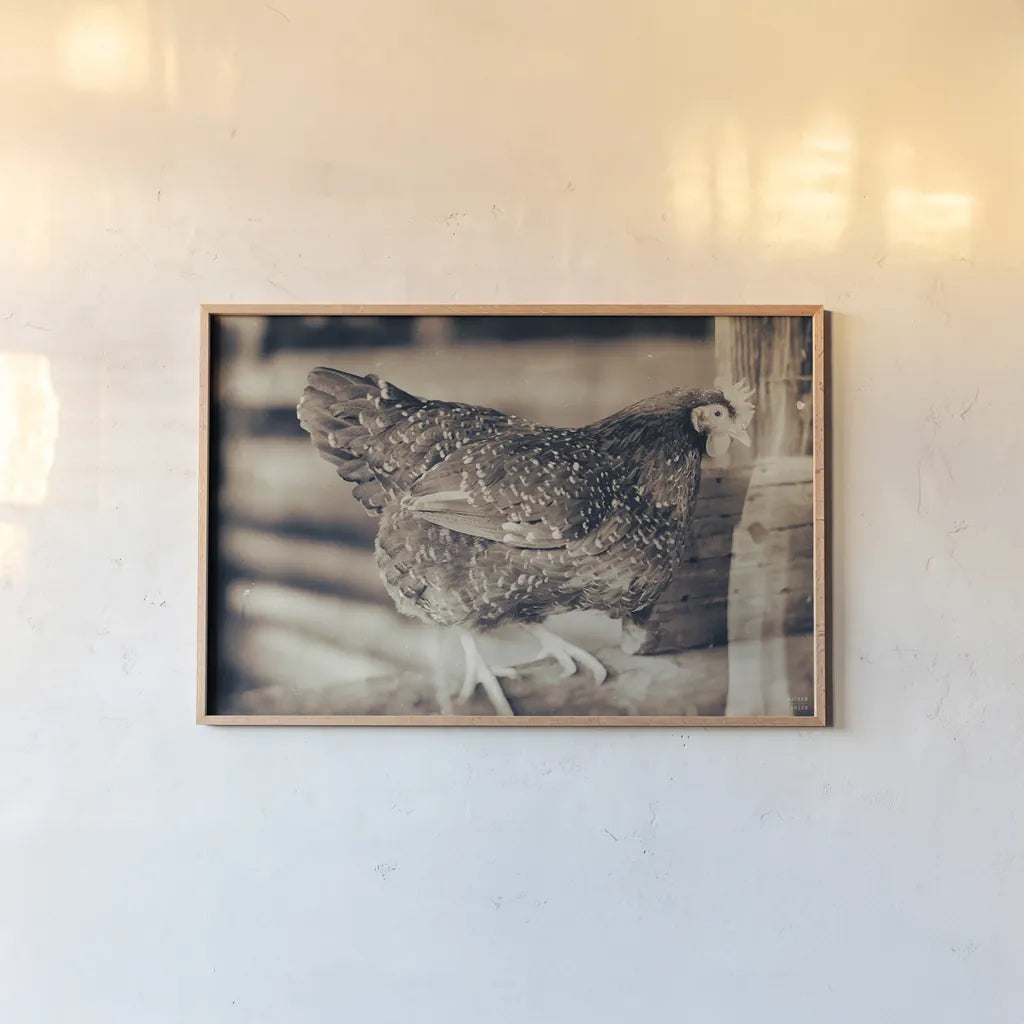 Chicken Barn IV by Nathan Larson. shown as a paper print in a natural frame. Available as a archival giclee rolled canvas, fine art paper, or poster print. SKU 97958i.